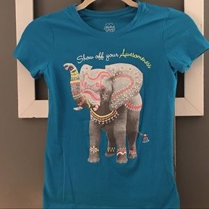 Girls Turquoise Elephant T-shirt
